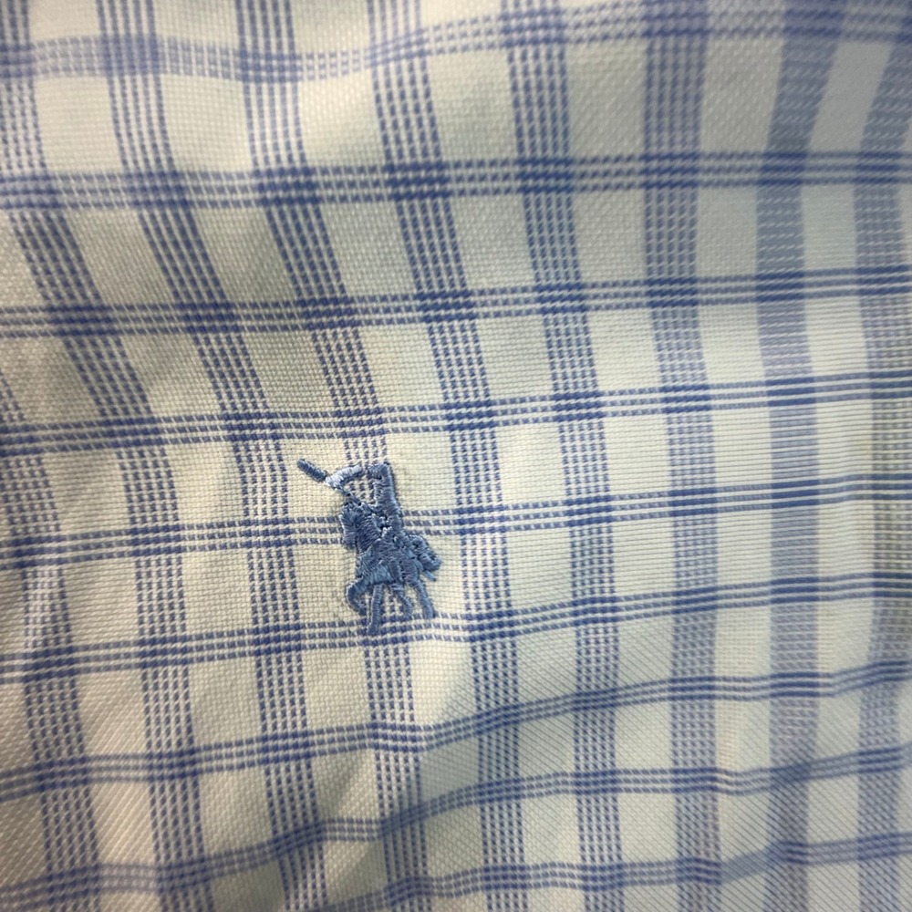 Dewberry Couture Deluxe Mens Large Blue White Plaid Roll Tab Button Down Shirt - Picture 2 of 7